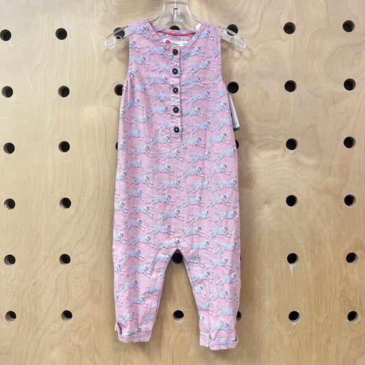Pink Cheetah Linen Blend Romper