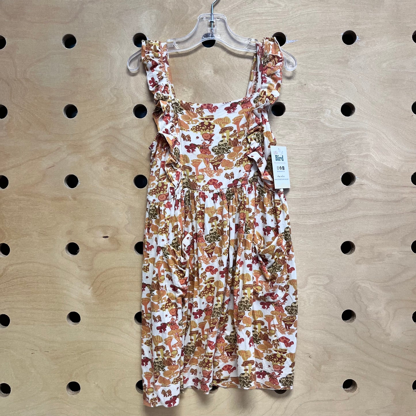 White/Orange Bamboo Mushrooms Dress