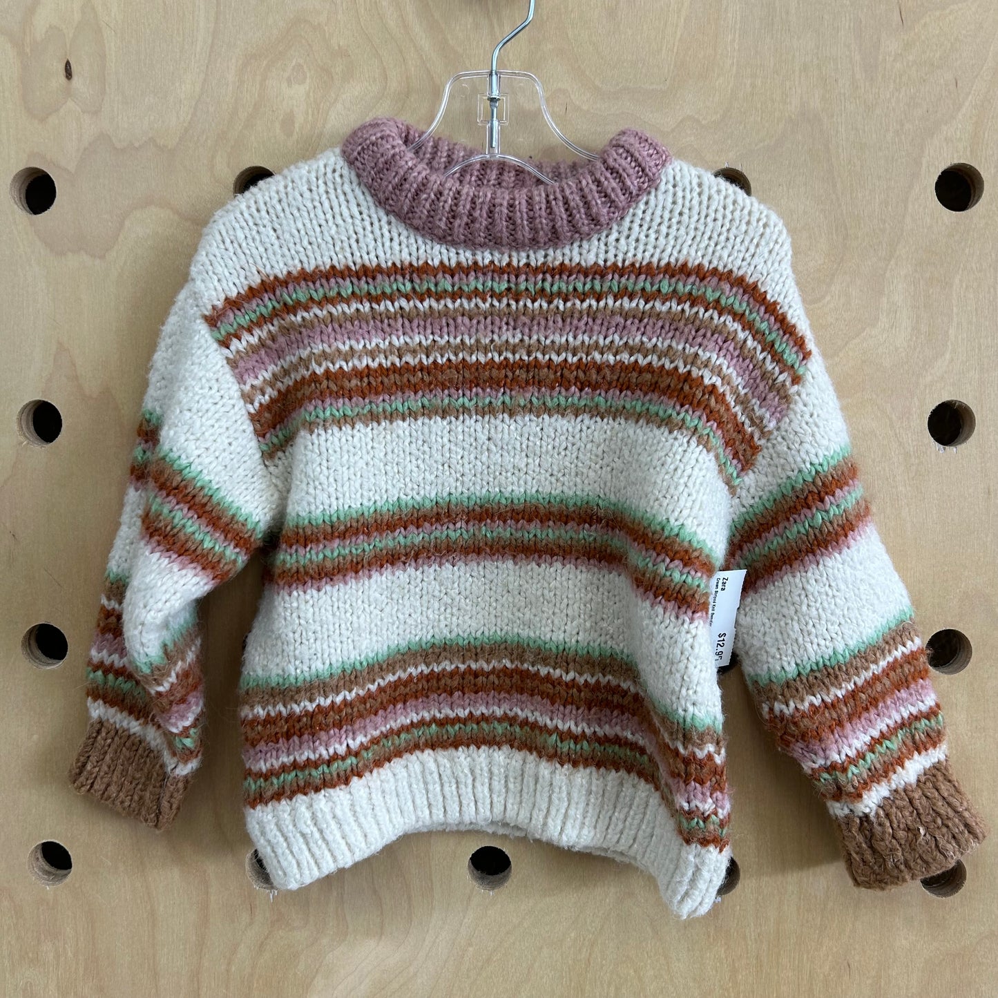 Cream Striped Knit Sweater