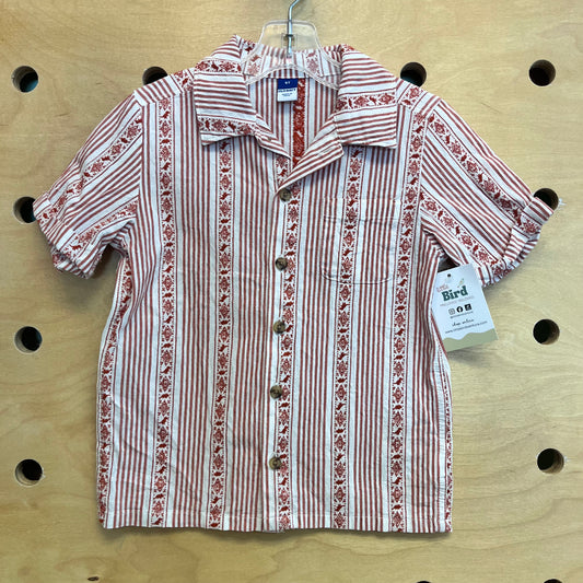 Rust Embroidered Dinos Button Tee