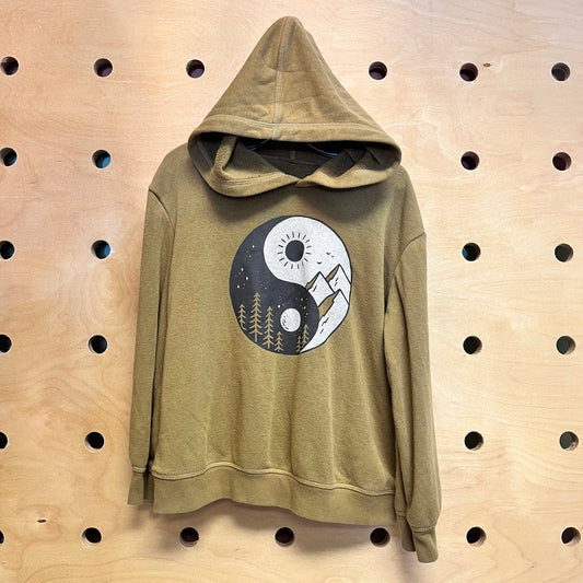 Organic Olive Mountains Yin Yang Hoodie