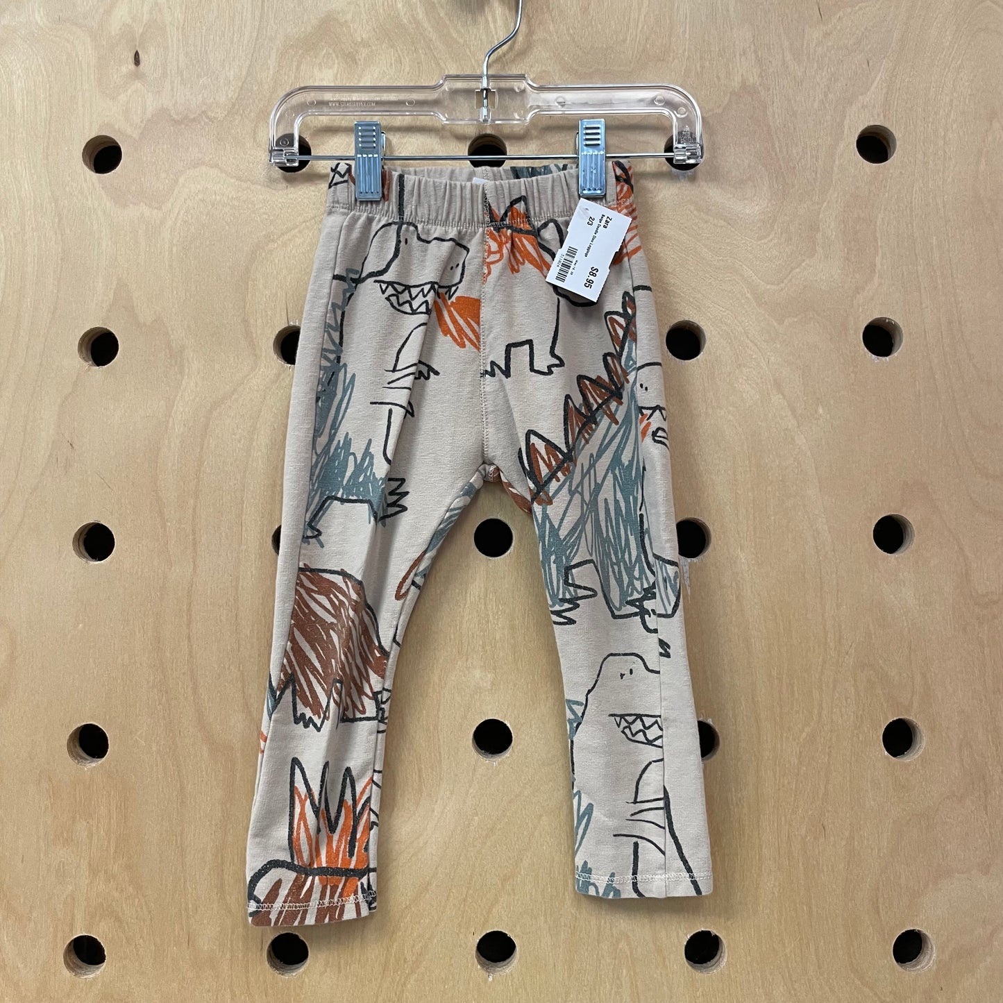 Beige Doodle Dino Leggings