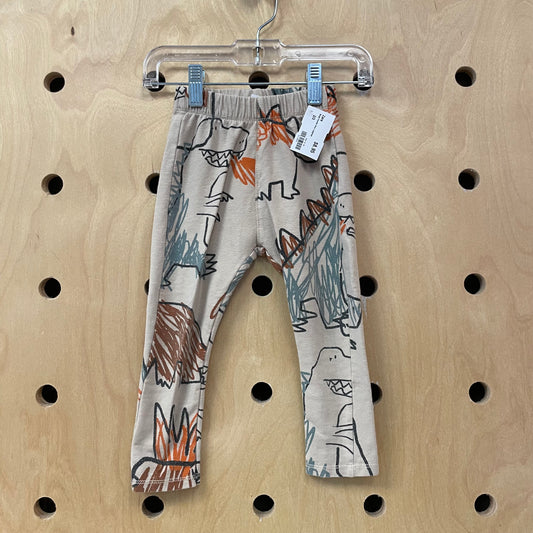 Beige Doodle Dino Leggings