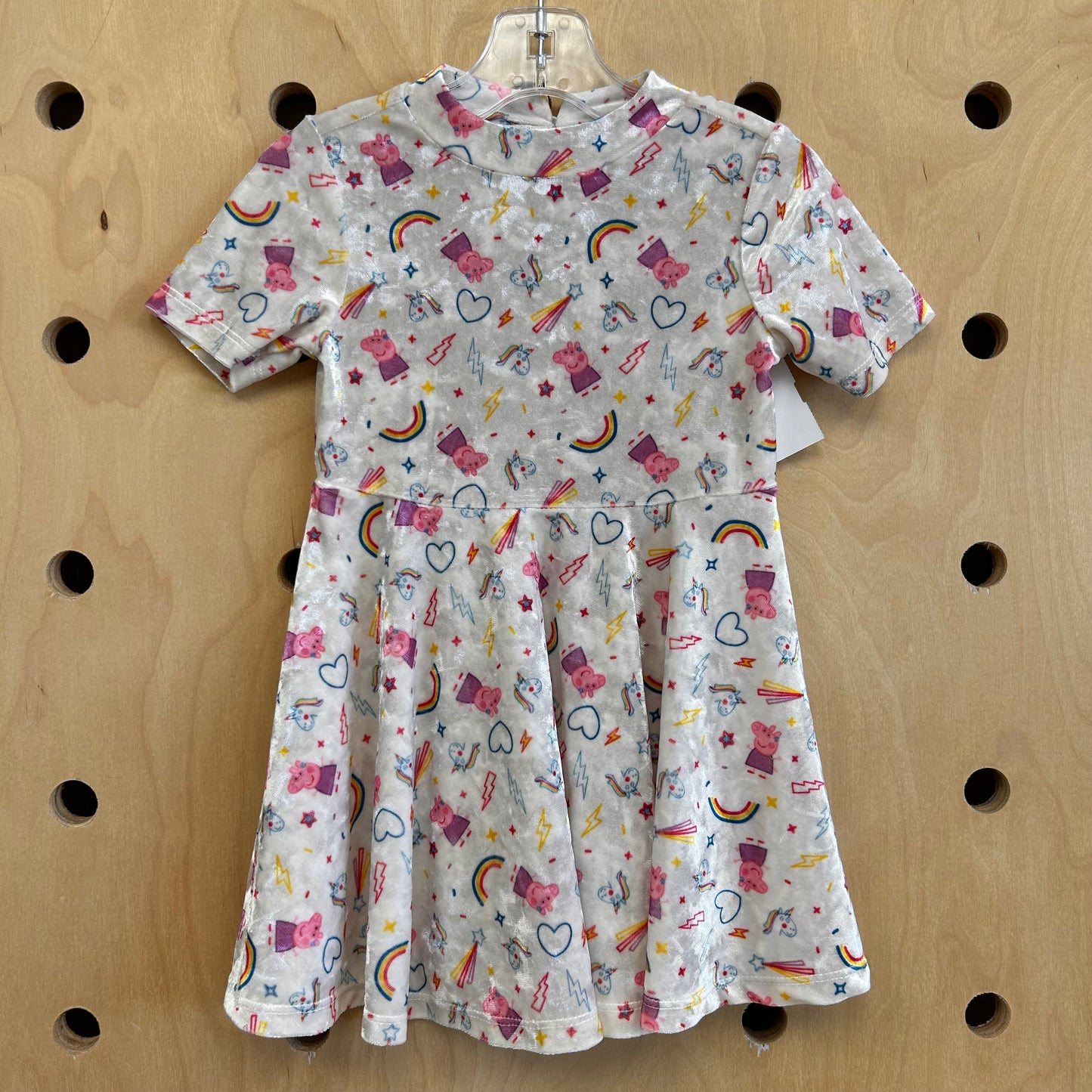 White Velour Characters Dress