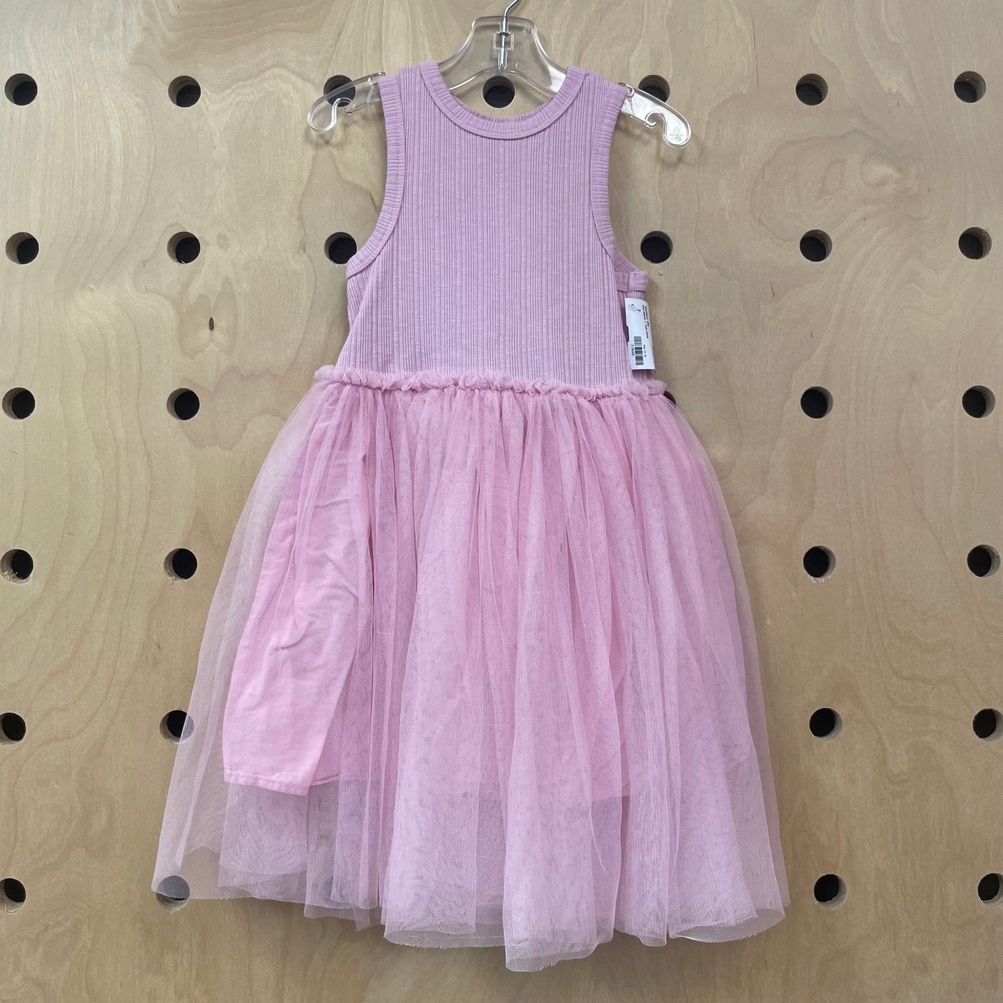 Pink Ribbed + Tulle Dress