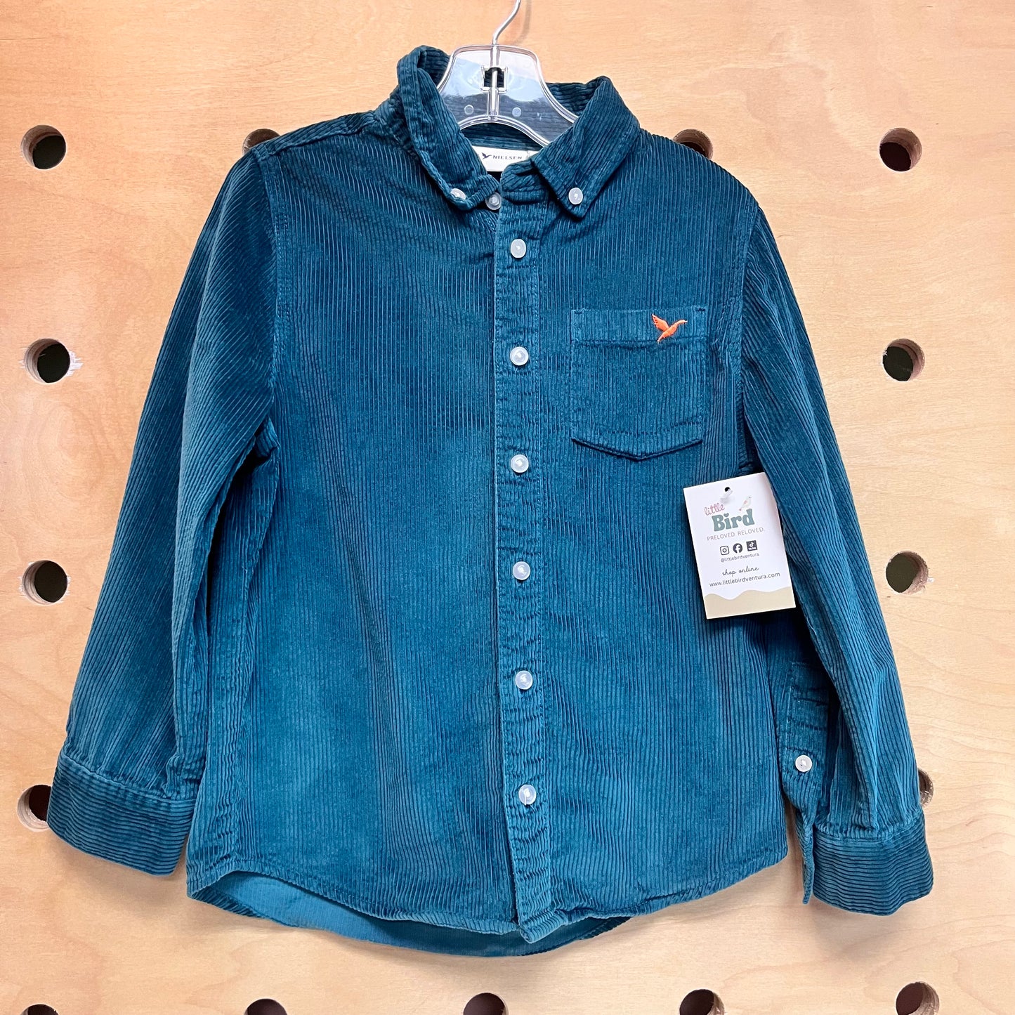 Forest Green Cord Button Up