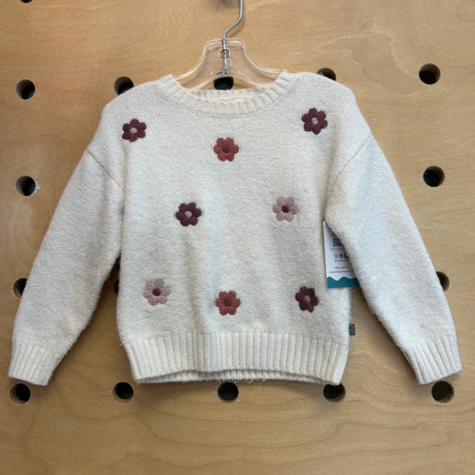 Cream Embroidered Floral Sweater