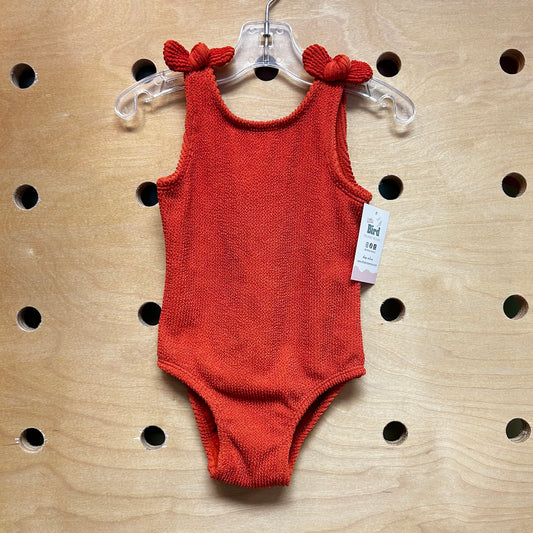 Orange Textured Ribbed Swimsuit