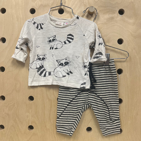 Cream Striped Raccoon Outfit