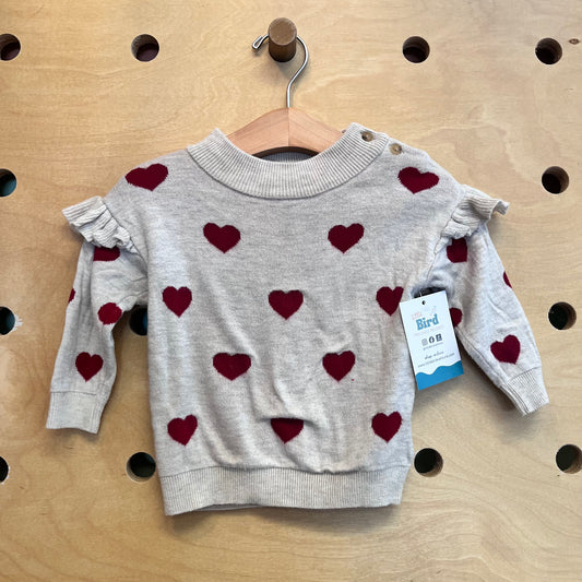 Beige/Red Hearts Sweater