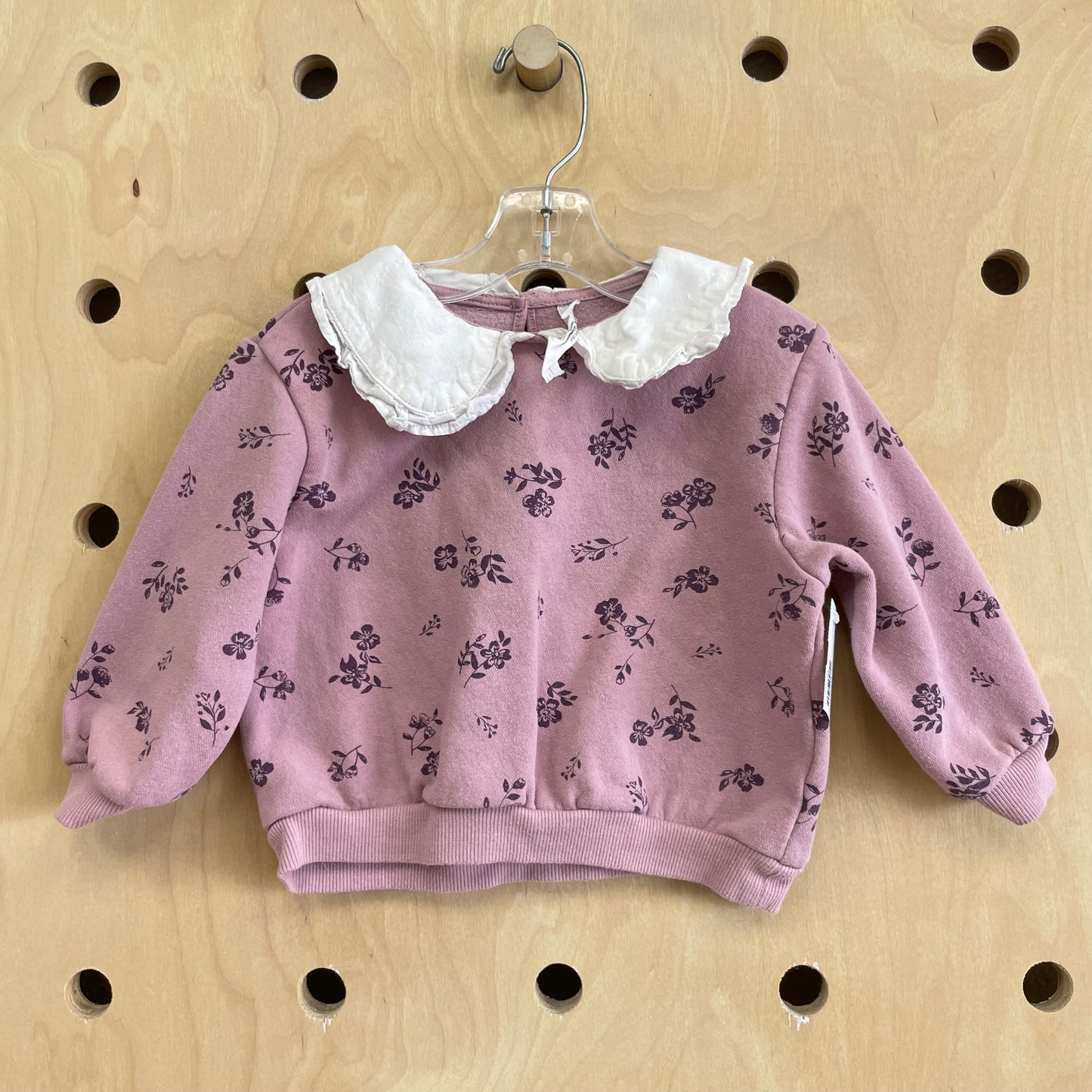 Pink Floral Collared Pullover