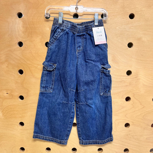 Denim Cargo Pull On Pants
