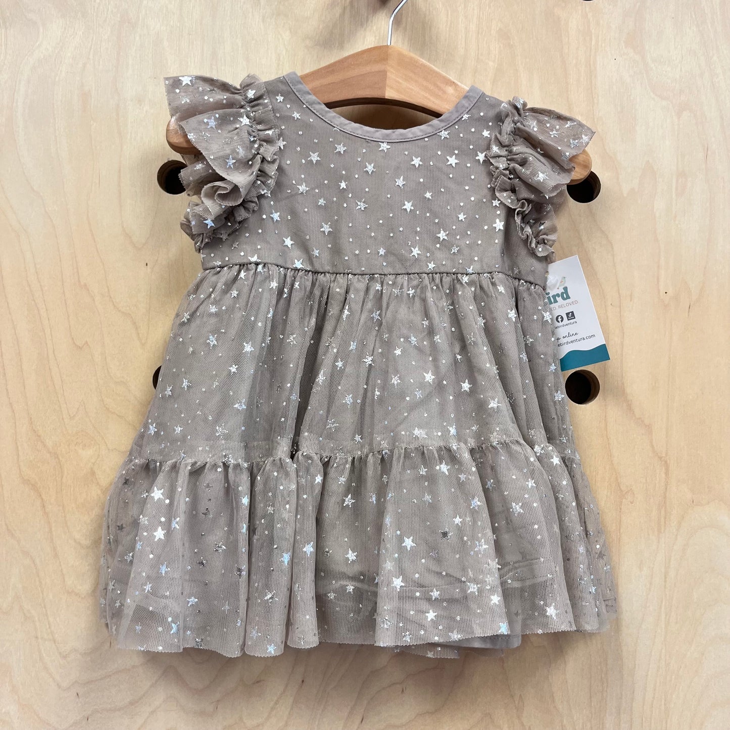 Beige Tulle Silver Stars Dress