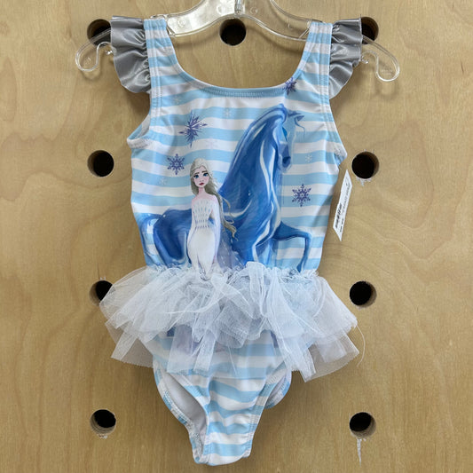 Blue Striped Tulle Elsa Swimsuit