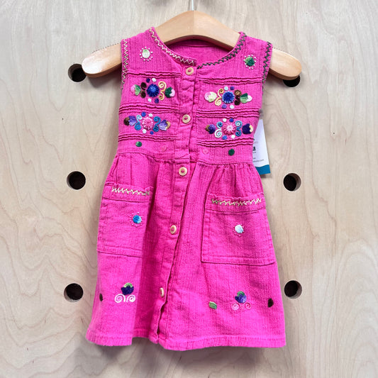 Embroidered Floral Gauze Dress