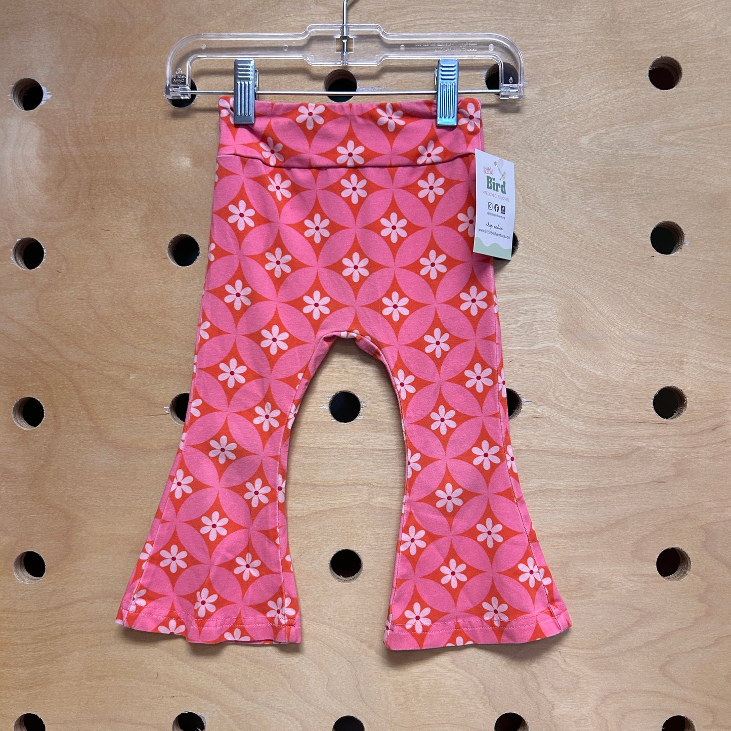 Pink/Orange Retro Floral Flare Leggings