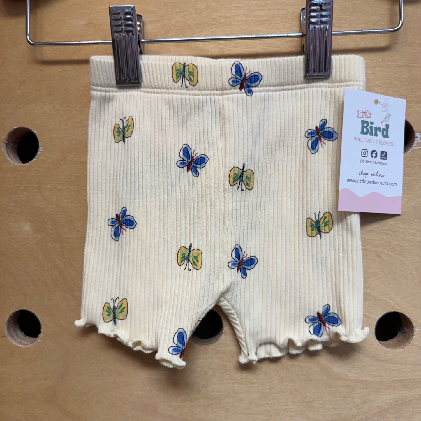 Yellow Ribbed Butterfly Shorts