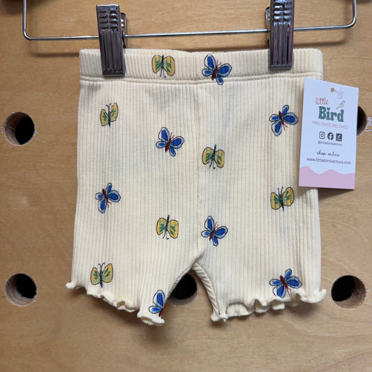 Yellow Ribbed Butterfly Shorts