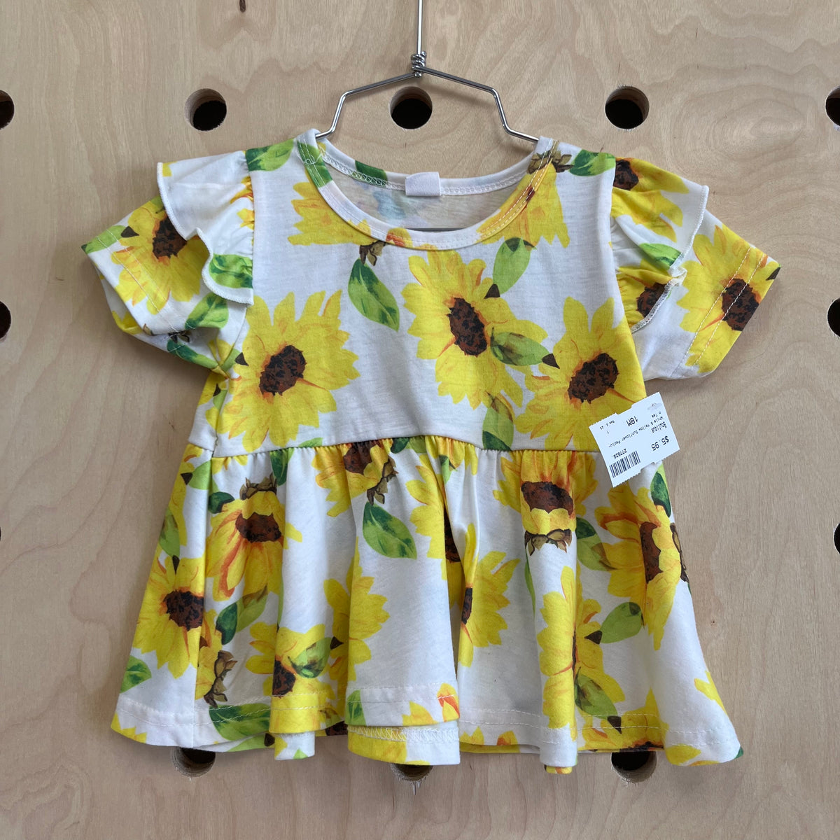 White & Yellow Sunflower Peplum Tee