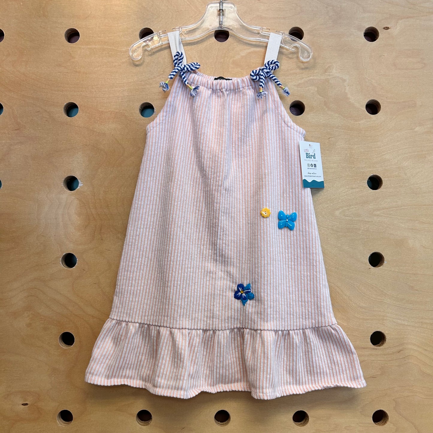 Peach Ribbed Buttons Dress