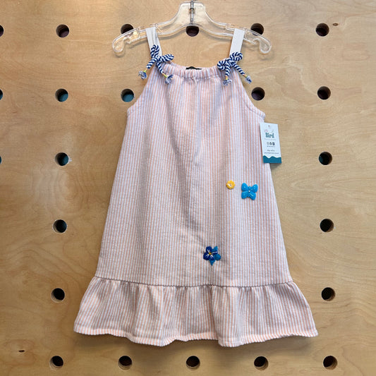 Peach Ribbed Buttons Dress