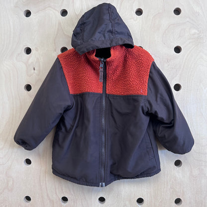 Brown + Orange Fleece Reversible Jacket