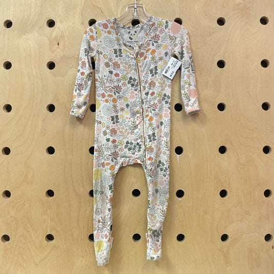Cream Floral Bamboo Zippy