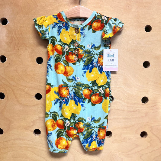Aqua Citrus Ruffle Butt Bamboo Romper