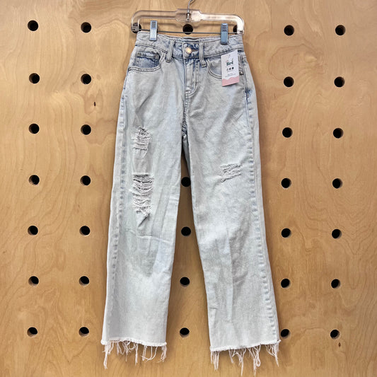 Lightwash Distressed Wide Leg Denim