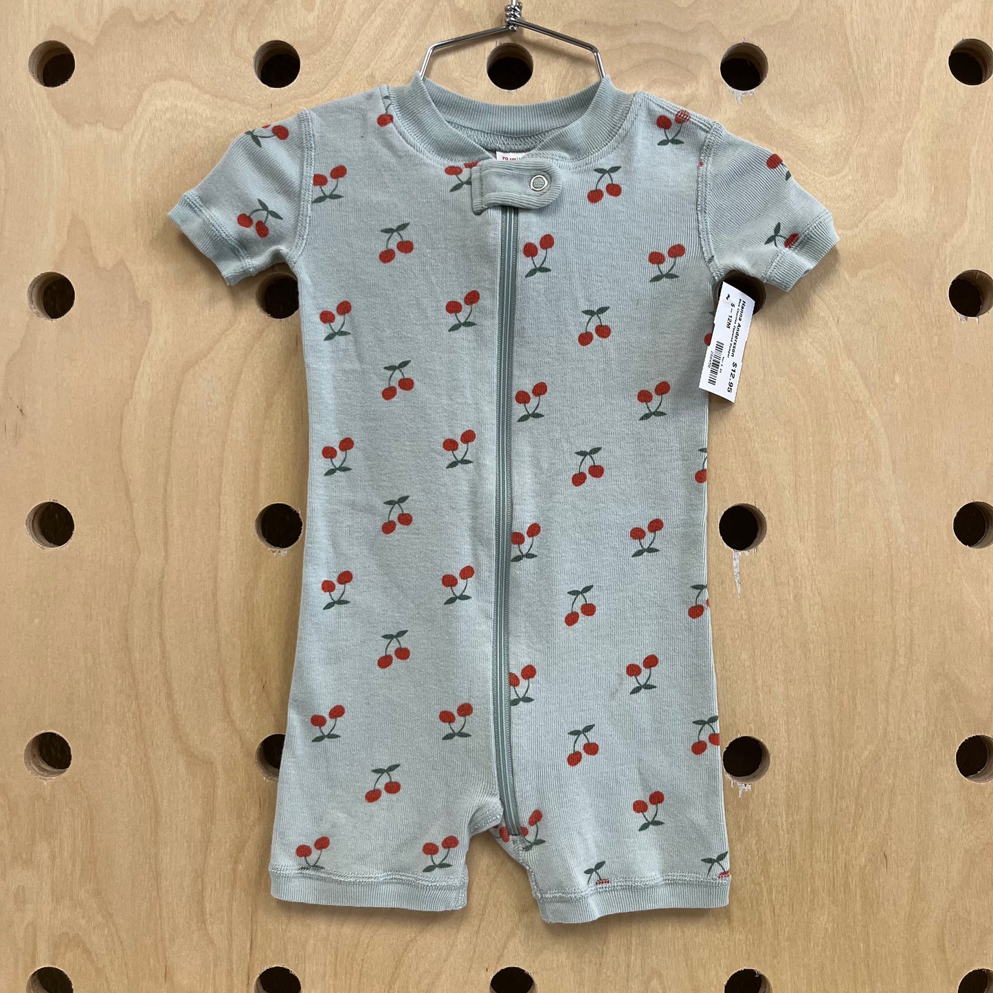 Blue Cherries Zippered Romper