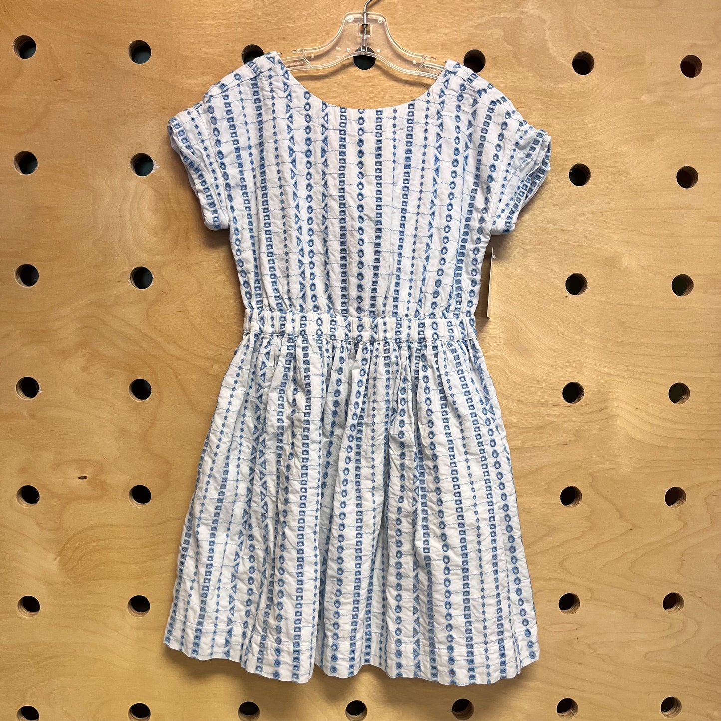 Lined White/Blue Cutout Open-Back Dress
