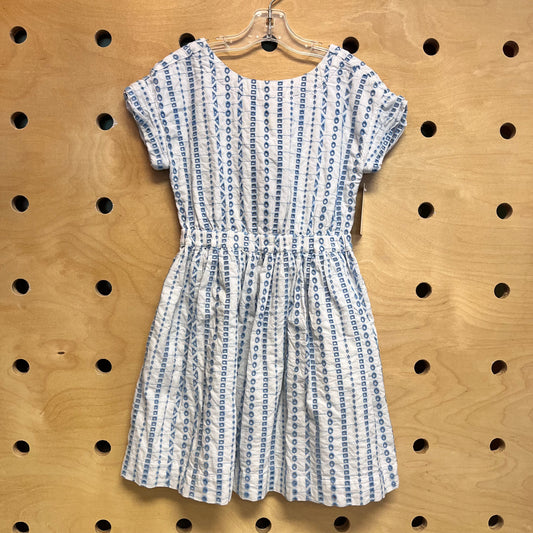 Lined White/Blue Cutout Open-Back Dress