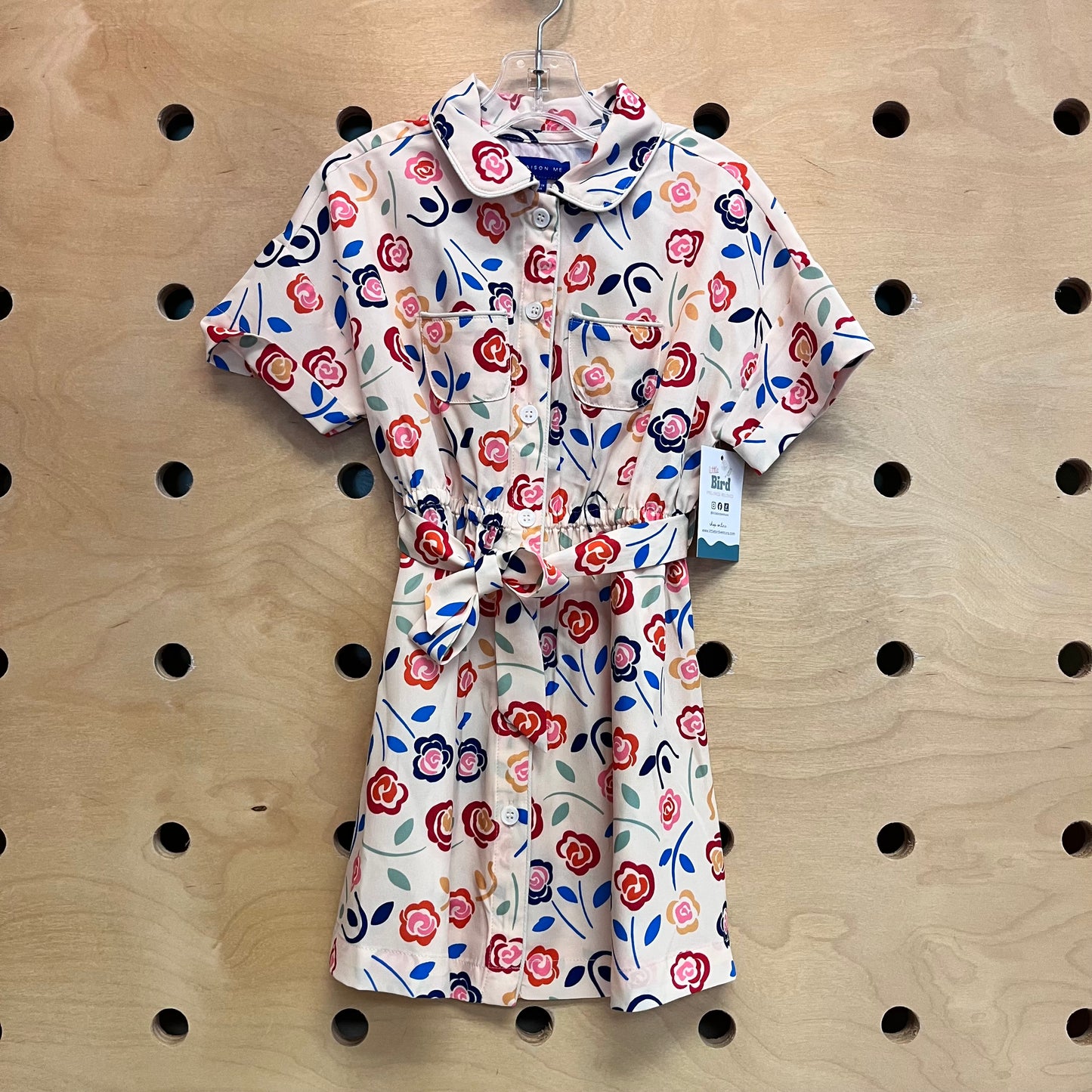 Cream Floral Button Dress