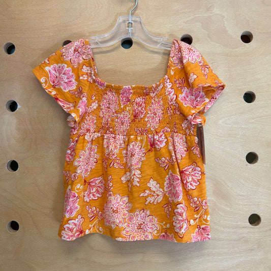 Orange & Pink Floral Smock Top