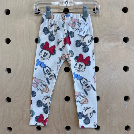 Cream Ribbed Characters Leggings