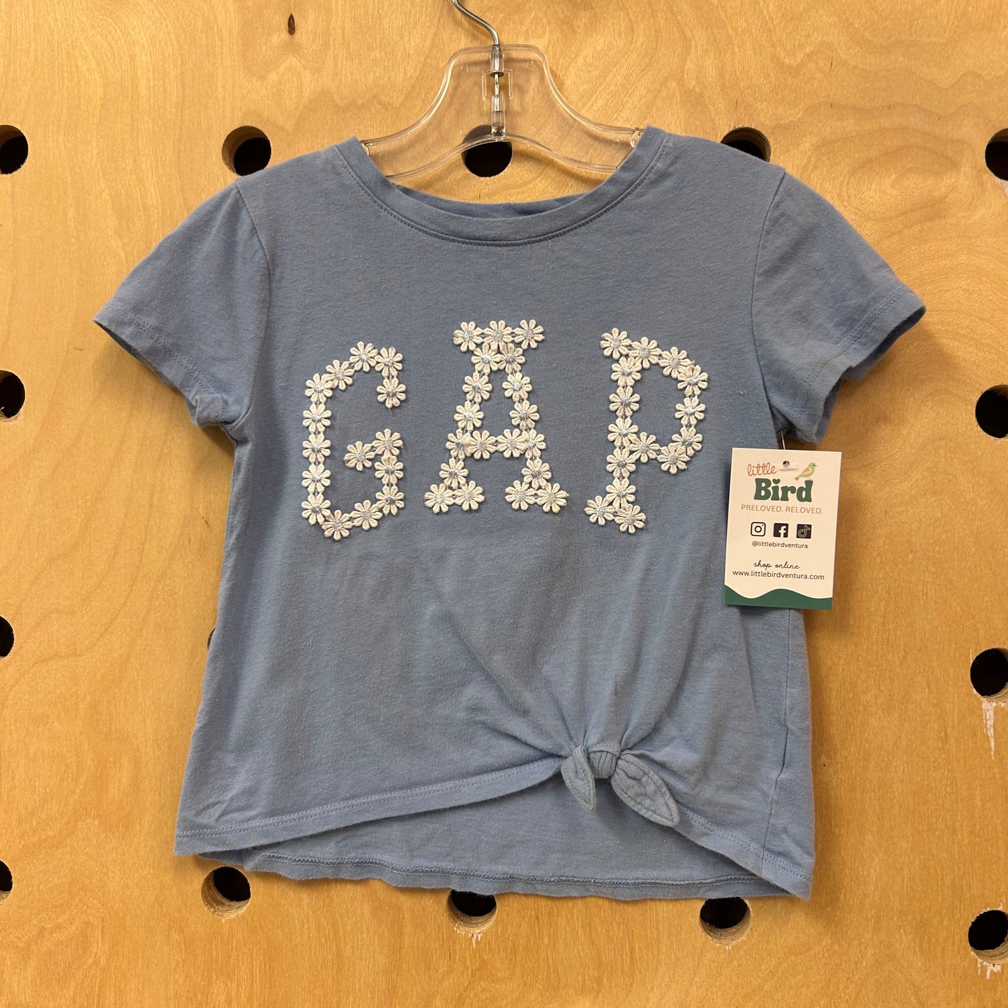 Blue Floral Ribbon Knotted Tee