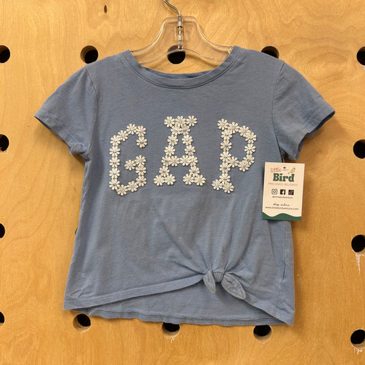 Blue Floral Ribbon Knotted Tee