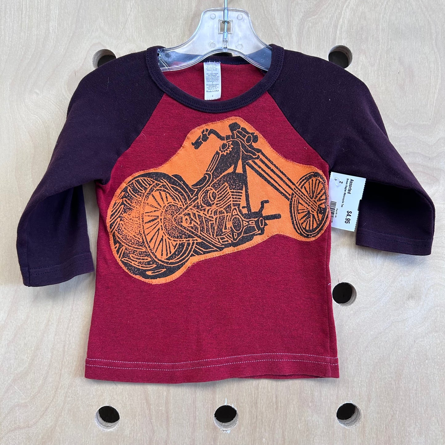 Brown Raglan Motorcycle Tee