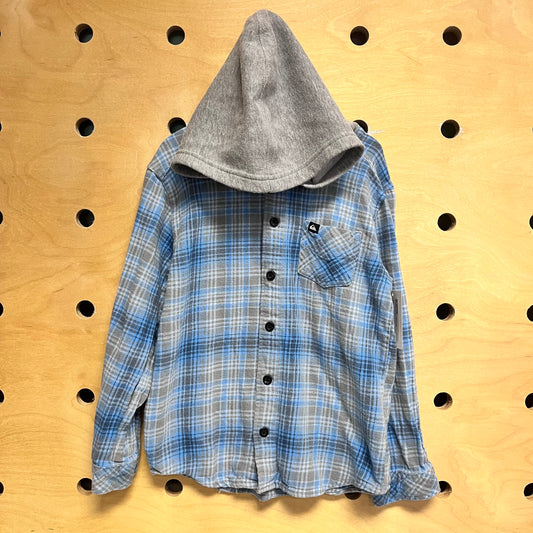 Blue/Grey Hooded Button Up