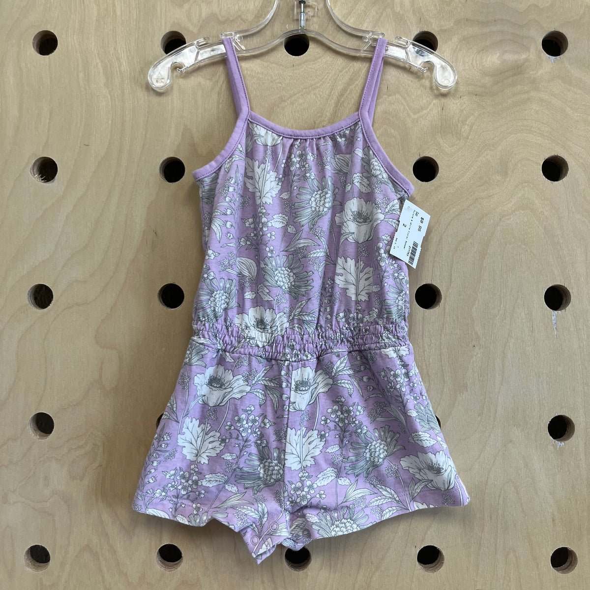 Purple & White Floral Romper