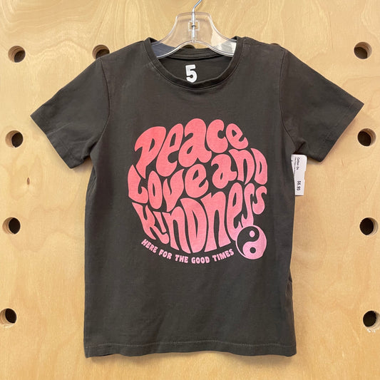 Grey Peace Love Kindness Tee