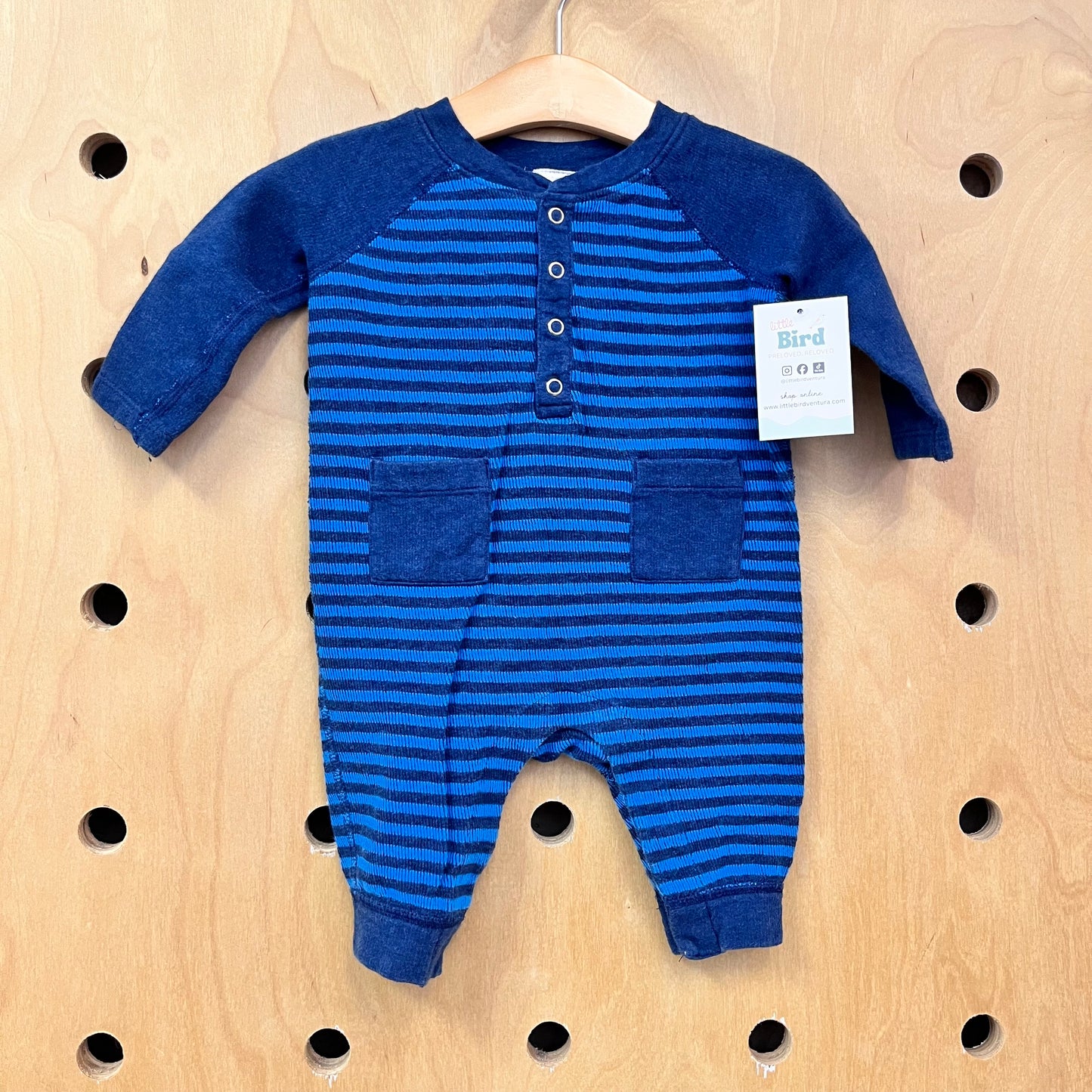 Navy/Blue Striped Cotton Romper