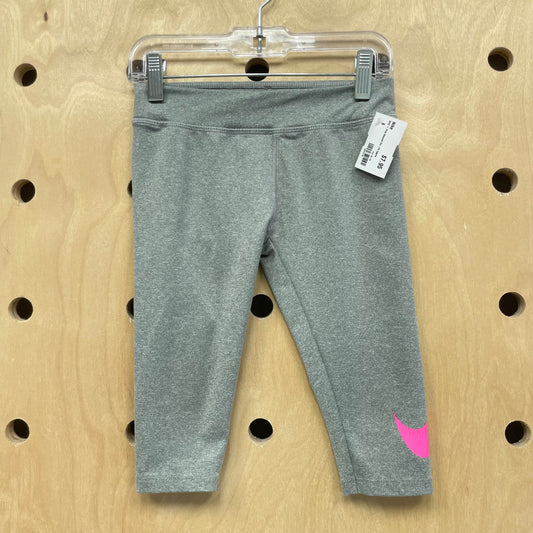 Grey + Pink Swoosh Dri-Fit Capris