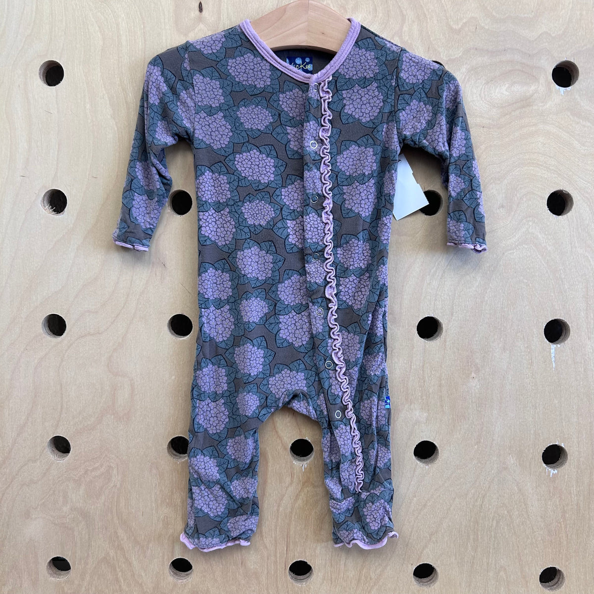 Grey & Purple Floral Snap Footies