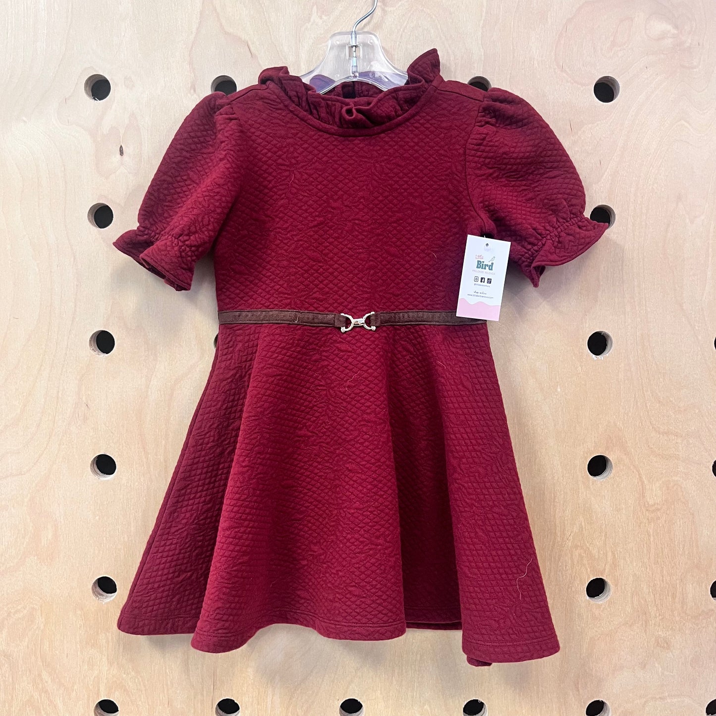 Burgundy Belted Dress
