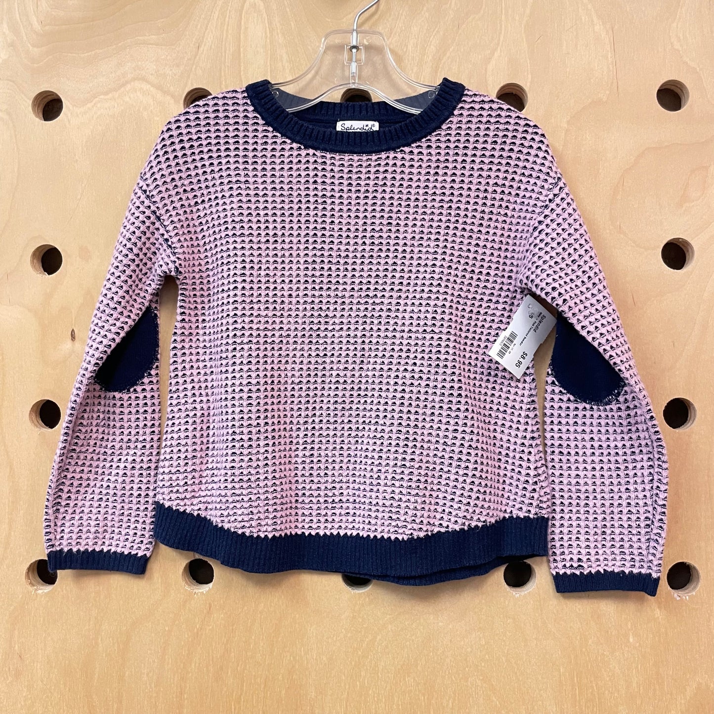 Navy + Pink Textured Sweater