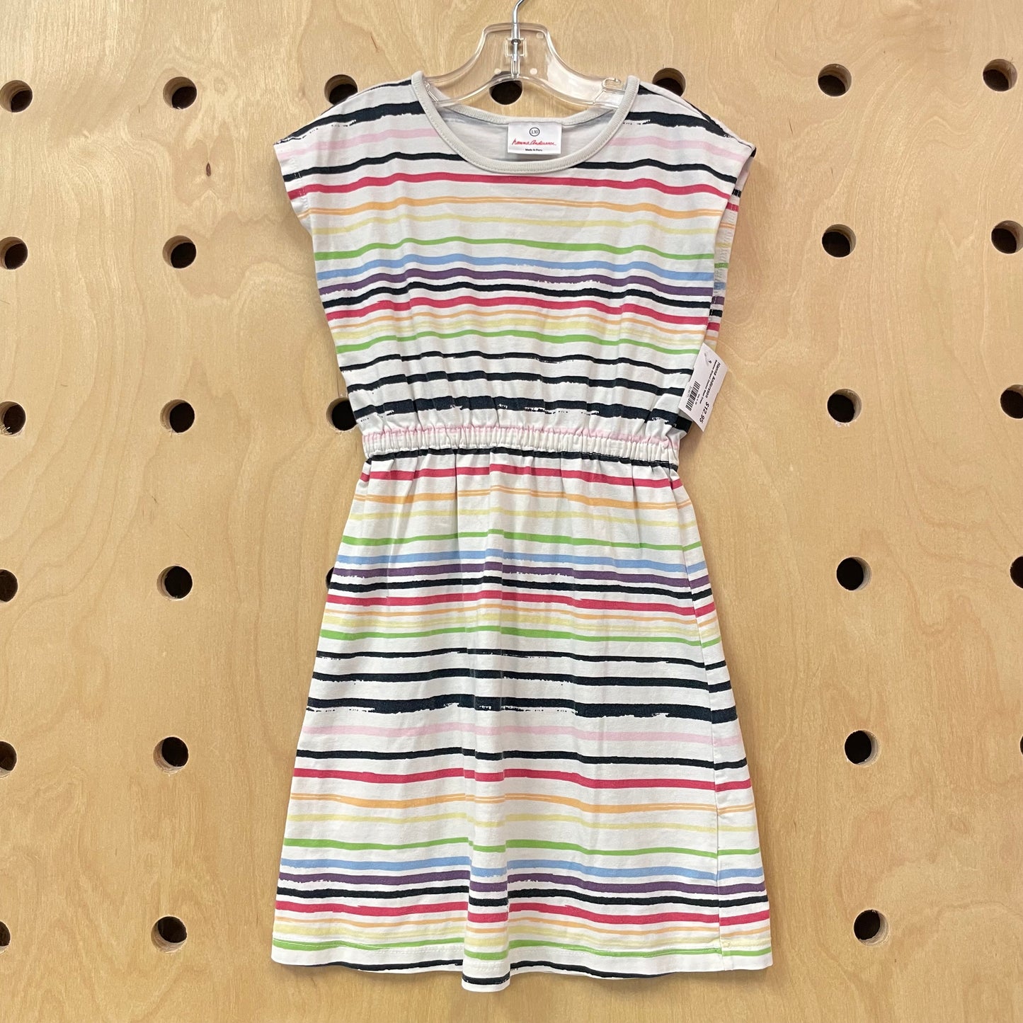 Rainbow Striped Cinched Waist Dress