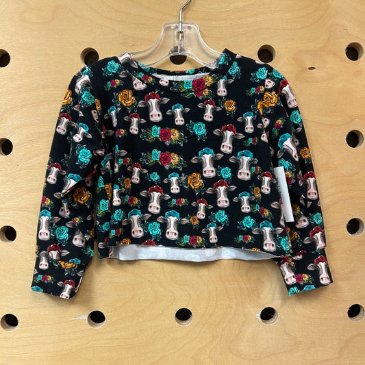 Black Floral Headband Cows LS