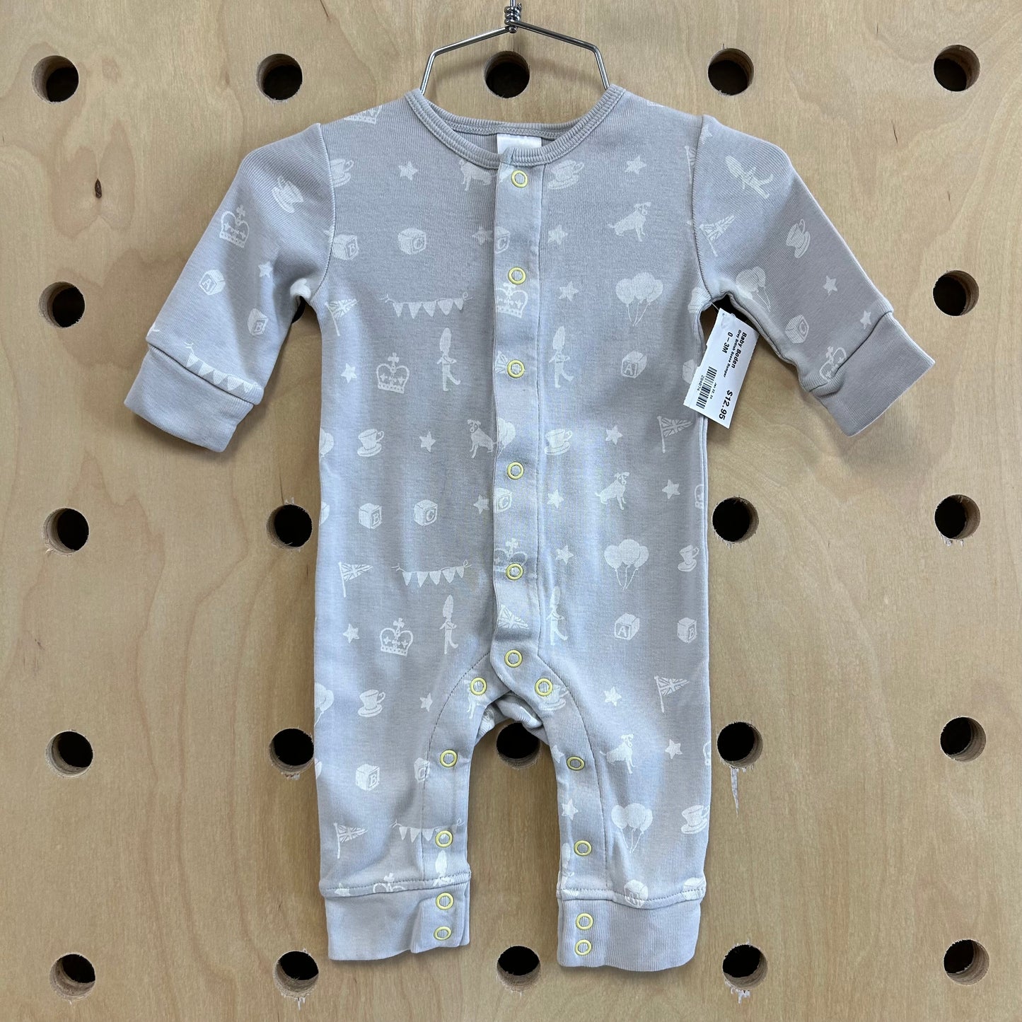 Grey British Scene Romper
