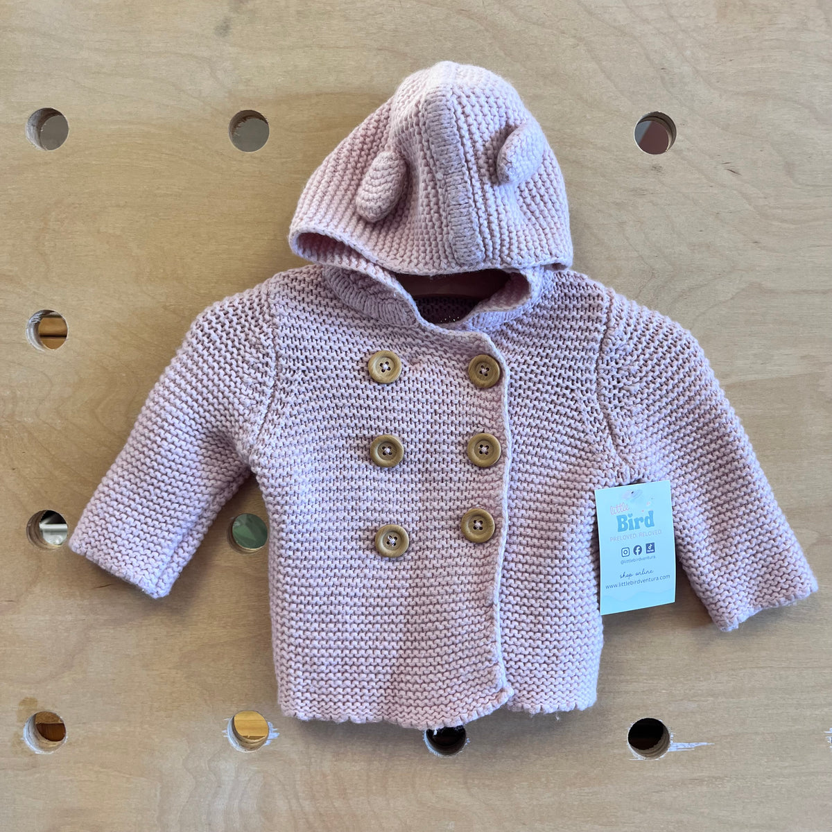 Pink Ear Hooded Cardigan